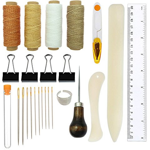 Bookbinding Tools Kits ,25PCS Premium Sewing Tools for Leather,Handmade Books and Paper DIY Bookblind Set, Including Sewing Needles/Waxed Thread/Plastic Ruler and So On Like Main Picture