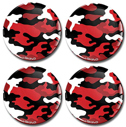 Biomar Labs 4 x 70mm Aufkleber 3D Silikon Camouflage Rot Für Radkappen Nabenkappen Radnabendeckel Rad-Aufkleber Nabendeckel A 1270 Z*
