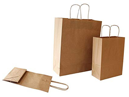 PGV Papiertragetaschen mit Kordel BRAUN - Verschiedene Größen und Mengen (22 + 10 x 29 cm, 100 Stück)