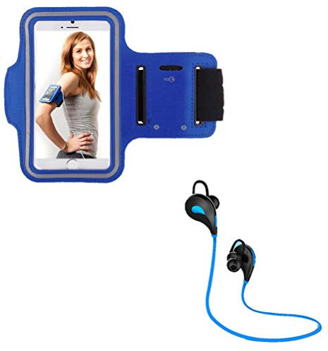 Sport Pack for Nokia 8.1 Smartphone (Bluetooth Sport Earphones + Armband) Running T7 (Blue)