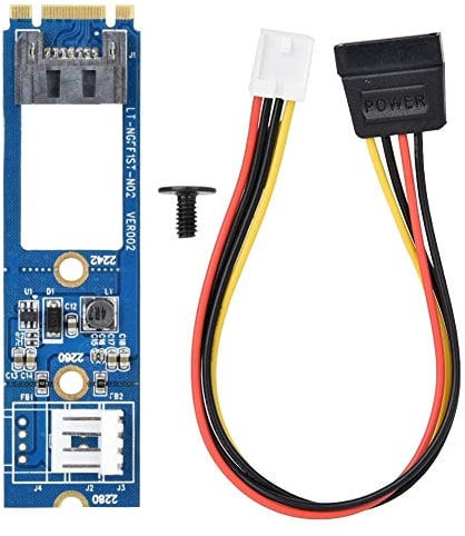 Broco Adaptador M2 A Sata, M2 A SATA M.2 NGFF SATA a la Tarjeta SATA Adaptador convertidor 7Pin Horizontal + Cable de alimentación de 4 Pines