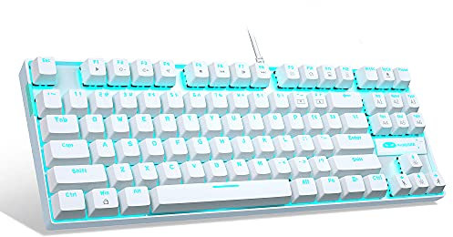 Teclado mecánico para juegos MageGee MK-Star TKL con retroiluminación LED, compacto 87 teclas, teclado mecánico para ordenador con cable USB, interruptor azul para Windows portátil y PC