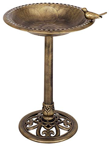 DREAMADE Mangiatoia per Uccelli, Abbeveratoio per Uccellini Selvatici per Gardino Balcone, 51 x 72 cm (Bronzo)