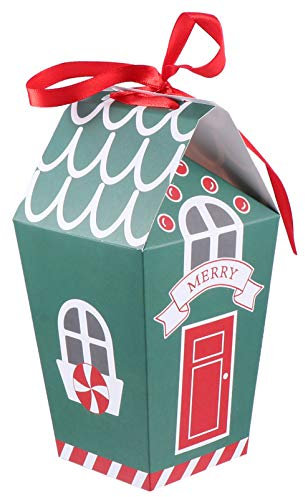 Abaodam 10 igkeitenboxen aus KraftpapierWeihnachten, aus Karton,Leckereien, Kekse, Lebkuchenhaus, Geschenkschachtel Feiertage, Party