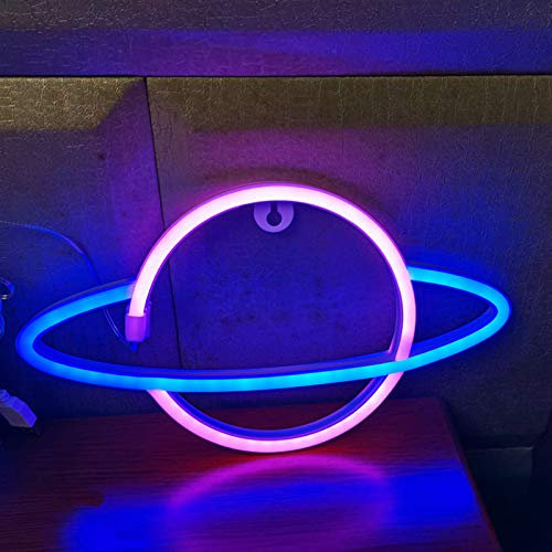 ROEOLNIL Planet Neon Signs LED Nachtlicht USB Aufladung/Batteriebetriebene Neon Wandleuchten Neon Dekorative Lichter für Zuhause Schlafzimmer Bar/Weihnachten/Hochzeit/Geburtstag Party