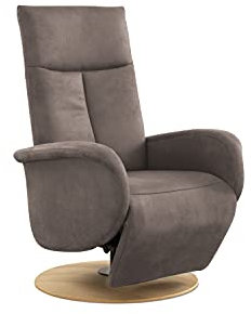 CAVADORE TV-Sessel Juba / Fernsehsessel mit manuell verstellbarer Relaxfunktion / 75 x 112 x 82 / Lederoptik, Hellbraun