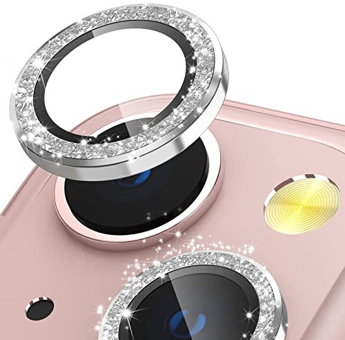 CloudValley Kameraschutz Kompatibel mit iPhone 13/ iPhone 13 Mini Kamera Glass, Camera Protector HD Klar Aluminiumlegierung Kamera Schutzfolie Linse, Blasenfrei Gehärtetes Glas - Glitzer