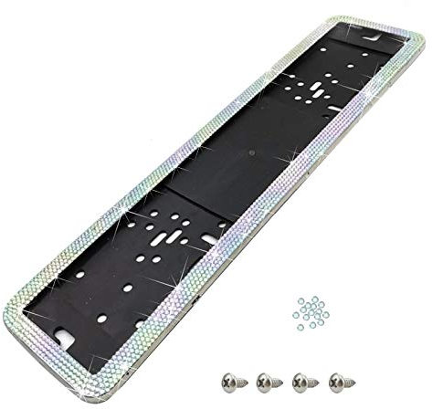 Kennzeichenhalterung, Nummernschildhalterung Glitzer Auto, Nummernschildhalter 3D, Kennzeichenhalter Edelstahl, Auto Zubehör Tuning für Frauen Deko Bling Bling Bunt Kristall Metallic 1-PC Deutschland