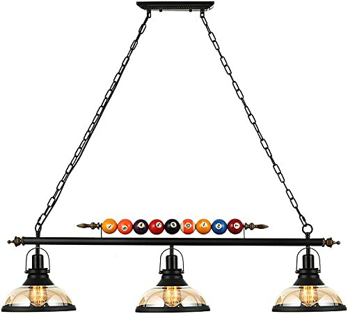 DHGIE Billardtisch Pendelleuchte Einstellbare Billard-Leuchten Hängende Beleuchtung Industriell Vintage Hängelampen 3 Lamp Dekoration Kronleuchter Für Pool Billard Tisch, Bar Tisch, Schlafzimmer