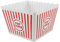 Popcorn' Large White & Red Plastic Holder (22.5 x 17.5 x 15.2 cm) 1 Piece - Reusable & Stylish Printed Stripe Design, Perfect for Group Gatherings & Retro Movie Nights