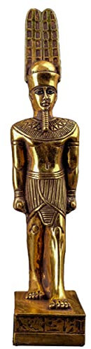 Statue of Egyptian Art Amun Ra Gott der Luft Einzigartiger schwerer Stein Blattgold handbemalt Hergestellt in Ägypten.