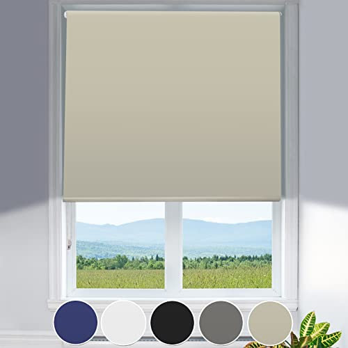 Blackout Roller Blind, Heat-Resistant Reflecting Thermo Blind (Cream, 100 x 230cm) UV Resistant Window Blind for Bathroom, Bedroom, Office Living Room with Mounting Material