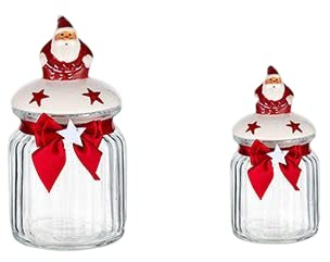 LUBOSE Vorratsglas Vorratsglas Versiegeltes Glas Weihnachten Vorratsglas Snacks Süßigkeiten Sonstige Körner Tee Vorratsglas Niedliche Vorratsdose (2 Stück, Weihnachtsmann)