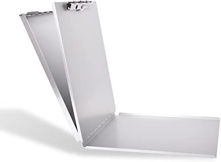 WOMAGIC Aluminium-Klemmbrett mit zwei Fächern, robustes großes Metall-Klemmbrett mit 2 Fächern, recyceltes Aluminium, zwei Ebenen, sonniger Clip, Stillform-Box, Formularhalter, 100 Blatt Papier,