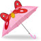 Relaxdays Regenschirm Kinder, 3D Motiv Schmetterling, Kinderregenschirm Mädchen, Ø 78 cm, Kleiner Stockschirm, rosa/rot