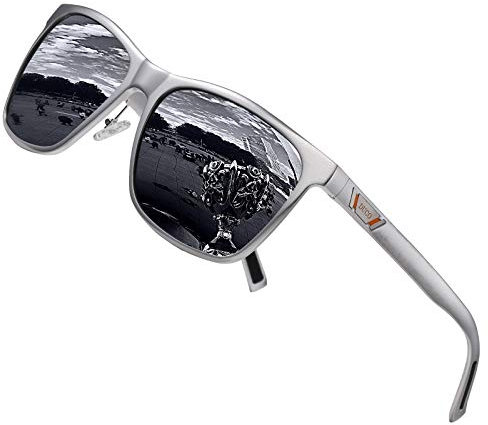 DUCO Unisex Metal Classic Polarised Sunglasses Mens with UV400 Protection for Outdoor Sports 3029H (Silver,Grey)