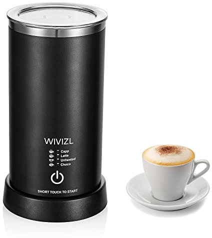 WIVIZL 4 in 1 Milk Frother Electric,Automatic Milk Frother Machine, Hot & Cold Milk Foamer,4.2oz/8.4oz, Milk Warmer Milk Steamer, Auto Shut-Off for Coffee, Hot Chocolate, Cappuccino,Black