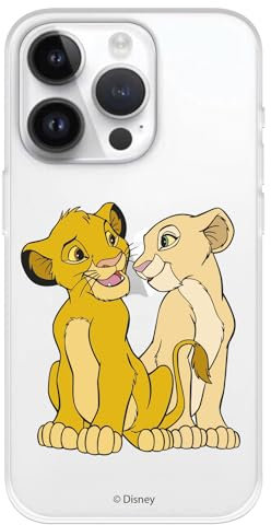 Hülle Kompatibel mit iPhone 15 Pro Offizielle Disney Simba und Nala zum Schutz Ihres Mobiltelefons, Transparente Flexible Silikonhülle mit offiziell lizenziertem König der Löwen