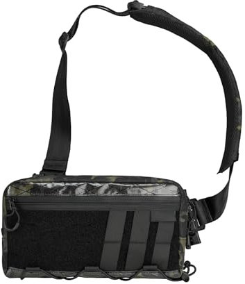 TACTICAL_GEEK Cache L3 EDC Leichter Sling Bag Chest Crossbody Bag, X-pac Umhängetasche, Bauchtasche Schultertasche Brusttasche mit Verstellbarer Schultergurt für Reise Schule Wandern, Multicam Schwarz