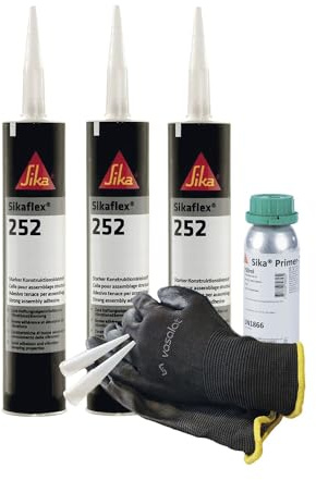 Sikaflex 252 weiß 3x 300ml Klebstoff mit Primer 209D - für die Verklebung von Kunststoff mit 5 Düsenspitzen
