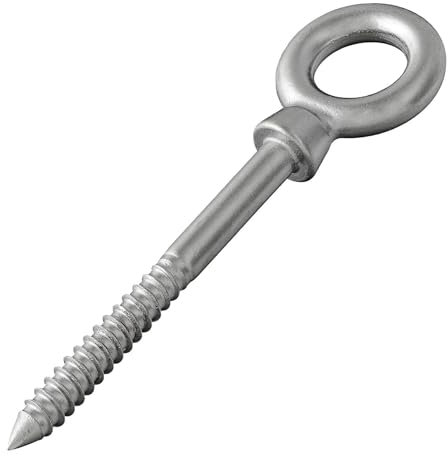 Augbolzen mit Holzgewinde (Teilgewinde) | rostfreier Edelstahl A4 / V4A | Ösenschraube | Ringschraube | Augenbolzen (5 x 50 mm, 5 Stück)