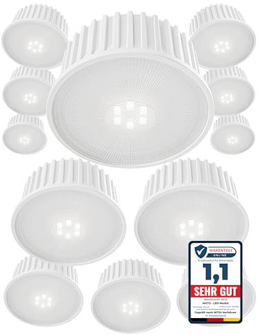 MATO 12x LED Modul 230V 5W extra flach 50mm x 22mm,4000K neutralweiß, 470lm, CRI 90, LED Leuchtmittel GU10 MR16 Ersatz für Einbaustrahler, Aufbauspot und Deckenspots