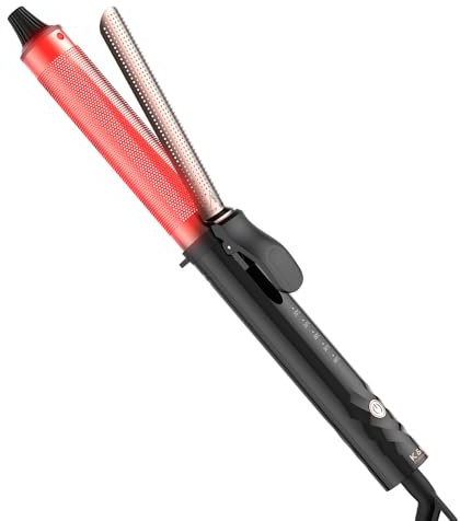 K&K Professional Infrared Curling Iron, 38mm Barrel, Dual Voltage, Rose Gold, Digital Temperature Display (32mm)