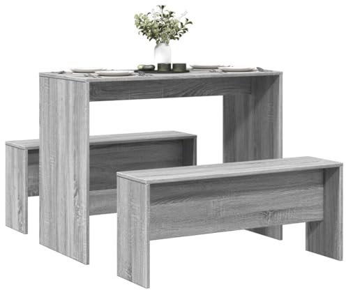 Rantry 3-tlg. Esstisch und Bank Set Grau Sonoma Holzwerkstoff Model855536