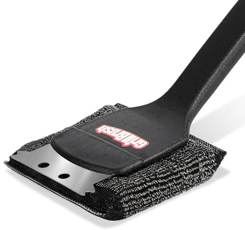 Aukivon Upgraded Grill Brush for Outdoor Grill, Efficient Cleaning, Steel Fiber Bristle Free Grill Brush for Cast Iron/Porcelain/Charcoal/Stainless Steel Grates, Gift for Men/Dad