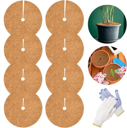 8Pièces Tapis de Coco Plantes, 30cm Disque de Paillage Coco Tapis de Paillage, Disque de Protection Plante, Fibre de Coco Tapis de Désherbage des Plantes Tapis
