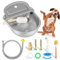 BinetGo Outdoor Automatic Water Dispenser for Dogs, Stainless Steel Bite Resistant Automatic Dog Water Bowl with Drain Plug, Outside Auto Refillable Water Bowl with Float for Goat Livestock