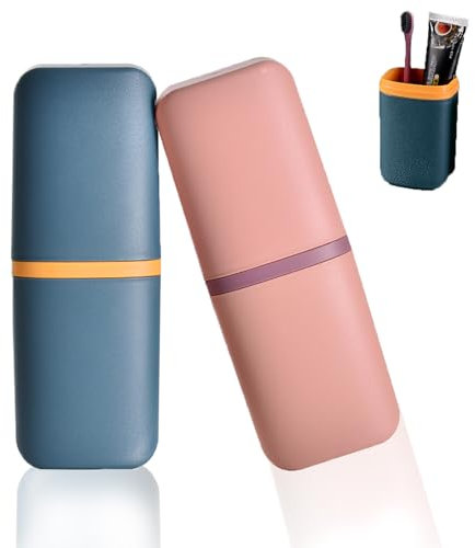 FISH DRAGATE 2 pcs porta spazzolino da viaggio,porta spazzolini bagno,dentifricio da viaggio,custodia per spazzolino in plastica,porta spazzolino portatile,scuola di campeggio itinerante per famiglie