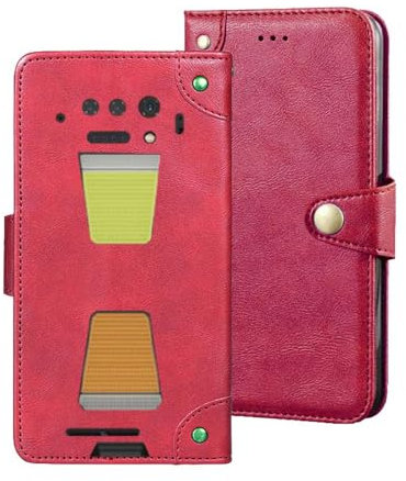 Auotu Cuir PU Coque with Protection de la caméra Flip Bookstyle Magnétique Housse Étui Cover Case pour Unihertz 8849 Tank 2 Pro Smartphone (Rouge)