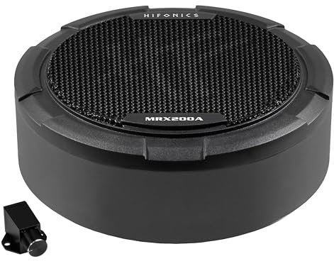 Hifonics MRX200A - Subwoofer attivo da 8 (20 cm) per ruota di scorta o ruota di emergenza con amplificatore di classe D integrato con 125 Watt RMS