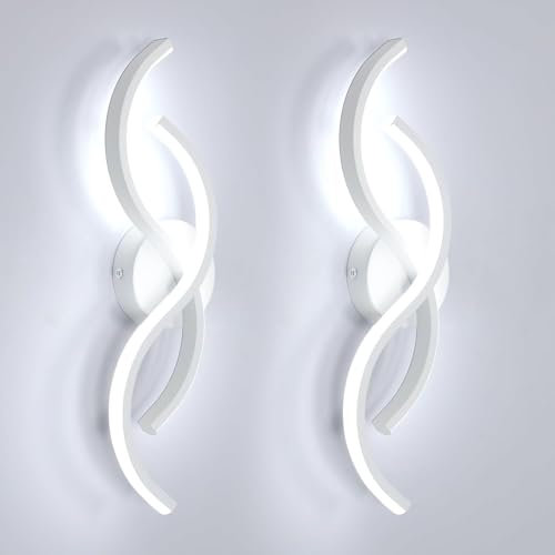 Toolight 2 Pezzi Applique Parete Interno, 15W 1687LM Lampada da Parete LED Moderna, Lampada da Muro Camera da Letto in Alluminio per Soggiorno Scale Corridoio, Bianco Freddo 6500K, Bianco, 41CM
