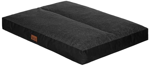 DOGGY Hundekissen flauschig Hundematte - Waschbar Hundekissen flauschig - Haustierbett Hundematratze – für mittelgroße Hunde - L 90x70 cm - Hundebett, Hundekissen, Haustierbett - Schwarz Kunstleinen