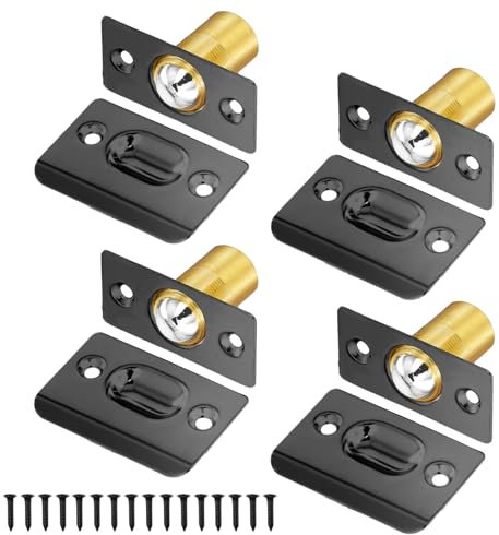 Nexhyp 4 Pack Door Latches for Internal Doors, Push to Open Roller Catch, Adjustable Stainless Steel Spring Ball Bearing Door Catch for Cupboards, Wardrobes, Closets(Black)