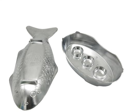 Bandeja de aluminio para servir pescado, bandeja de aluminio con forma de pescado, bandejas de alimentos, plato de pescado para servir platos para cena familiar, camping, barbacoa, al aire libre