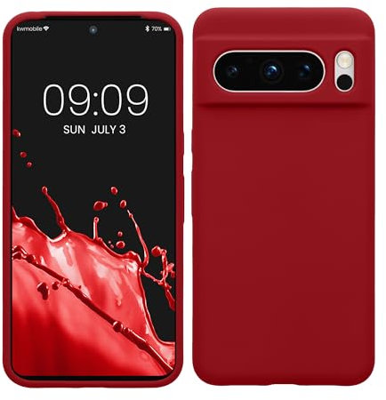 kwmobile Carcasa Compatible con Google Pixel 8 Pro Funda - Case TPU y Silicona antigolpes - Apto Carga inalámbrica - Rojo lacre