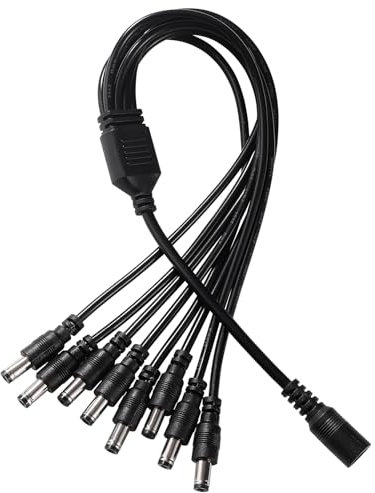 KUOQIY 5.5x2.1 mm 5-24 V 1 Female to 8 Male DC Power Splitter Cable, 8 Way DC Power Cable, Camera Splitter Cables, for CCTV Cameras, LED Light Strip, Router and More