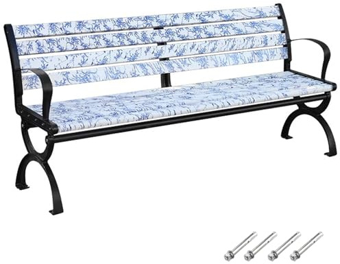 WXXSHGDW Gartenbank Wetterfest, 120cm 150cm 180cm Parkbank für Den Außenbereich, Rückenlehne und Sitzfläche aus Massivholz, Stuhlbeine aus Gusseisen, Tragkraft 400 Kg, für Garten, Veranda, Park(180cm/