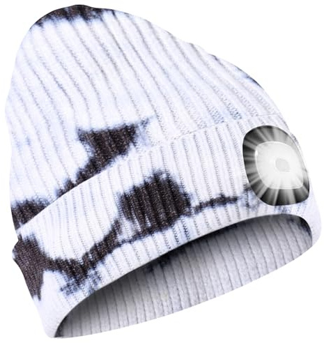 SPGOOD LED Mütze mit wiederaufladbarem Licht, Geschenk für Wintersport | 3 Helligkeitsstufen,abnehmbares LED-Licht,waschbarer Mütze,kreatives Weihnachtsgeschenke für Damen,Herren,Papa,Mama,Freundin