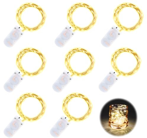 VFANDV Guirlande Lumineuse LED, Mini a pile Guirlande Étanche, 2m 20 LEDs Blanc Chaud Guirlandes idéal pour bouteille Chambre Noël Mariage Fête Jardin (Lot de 6)