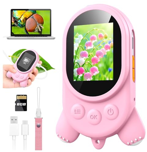 Mikroskop für Kinder, Digital Lupe mit 2-Zoll HD Bildschirm, Rosa