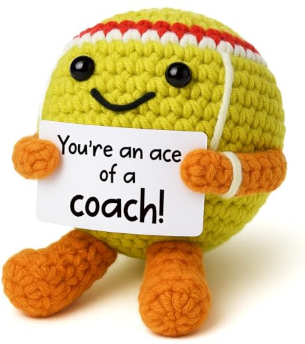 YUEYUQIU Dankeschön-Trainer-Geschenke für Männer und Frauen, handgefertigter Häkel-Tennisball, Geschenk zum Ende der Saison, beste Sporttrainer, Geburtstag für Tennisspieler