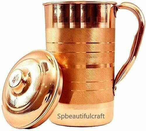 HRS India - Jarra de agua de cobre puro Silvertouch, con beneficios para la salud, 2 litros