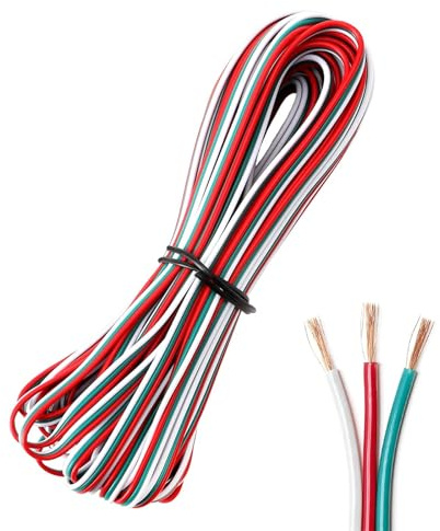 10 Meter LED Verlängerungskabel LED Kabel 3 Polig 22 AWG RGB RGBW, 12v-24v | LED Streifen, Verbinder Strip, Anschlusskabel für SMD 3528 2835 5050 5630, Klingeldraht