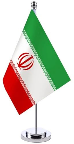 Muteitt Iran Table Flag, Small Iranian Flag Office Table Flag with Stand Base, Festival Decoration, Irans Theme Party Decoration, Home Desk Decoration
