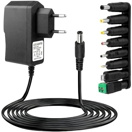6V 2A Transformateur Alimentation AC 230V à DC 5,5x2,1mm avec 8 Connecteur | Chargeur Adaptateur pour 6V 2000 1500 1000 500mA Tensiomètre Numérique LED Caméra CCTV Routeur Jouet Convertisseur Protection