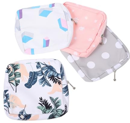 Hohopeti Pochette Menstruelle Portable Lot de 4 Pièces en Polyester pour Filles Paquet de Rangement Chic et Fonctionnel pour Serviettes Hygiéniques, pour Usage Intérieur et Extérieur